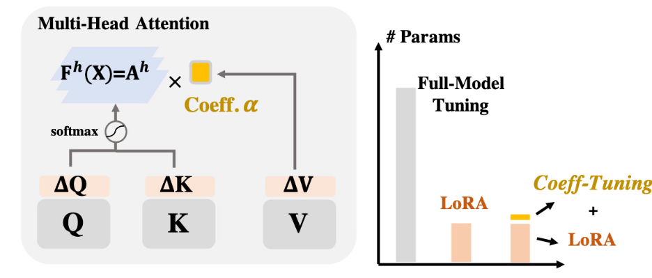 Coeff-Tuning linearly combines attention heads